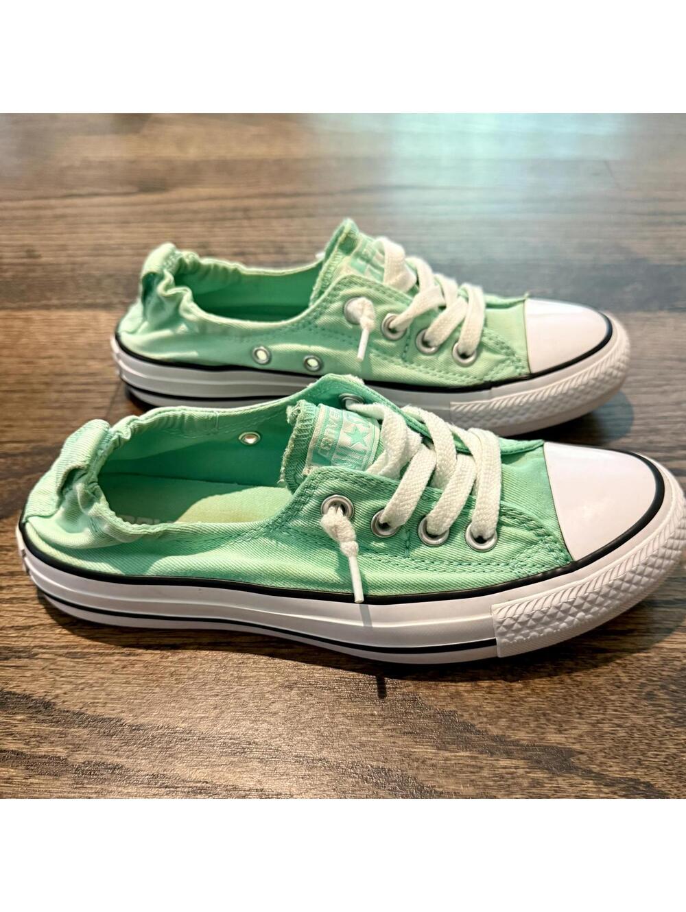 Converse Chuck Taylor All Star Shoreline Womens Slip-On Shoes Green Glow 5.5